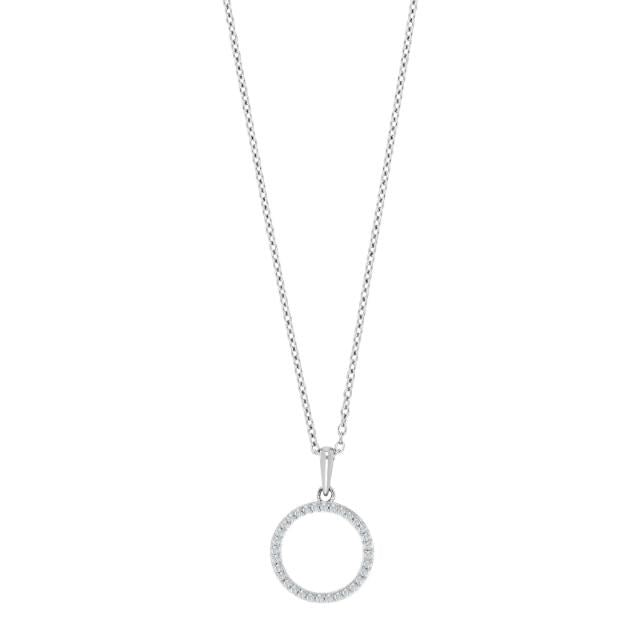 Siersbøl cirkelvedhæng i 14 kt hvidguld med 0,10 ct diamant